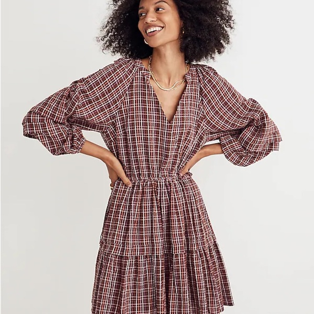 Madewell Seersucker Wrap Mini Dress